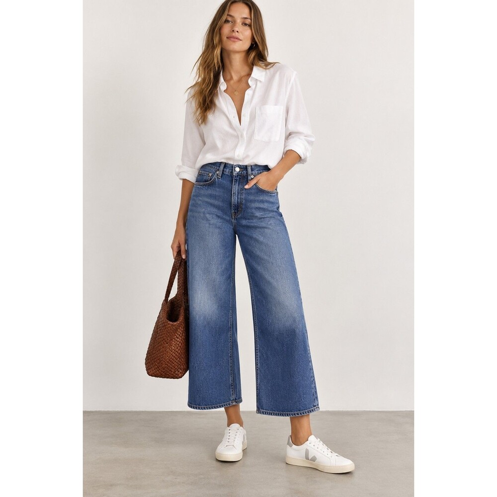 Rag & Bone Denim Andi Ankle Wide-Leg Featherweight Jeans Stretch Millerton 27